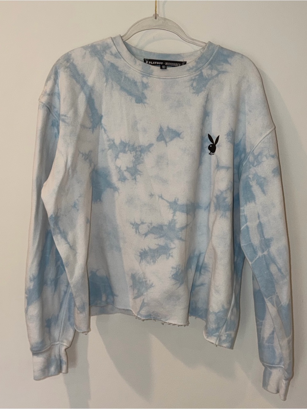 PLAYBOY Light Blue & White Tie-Dye Crewneck Sweatshirt